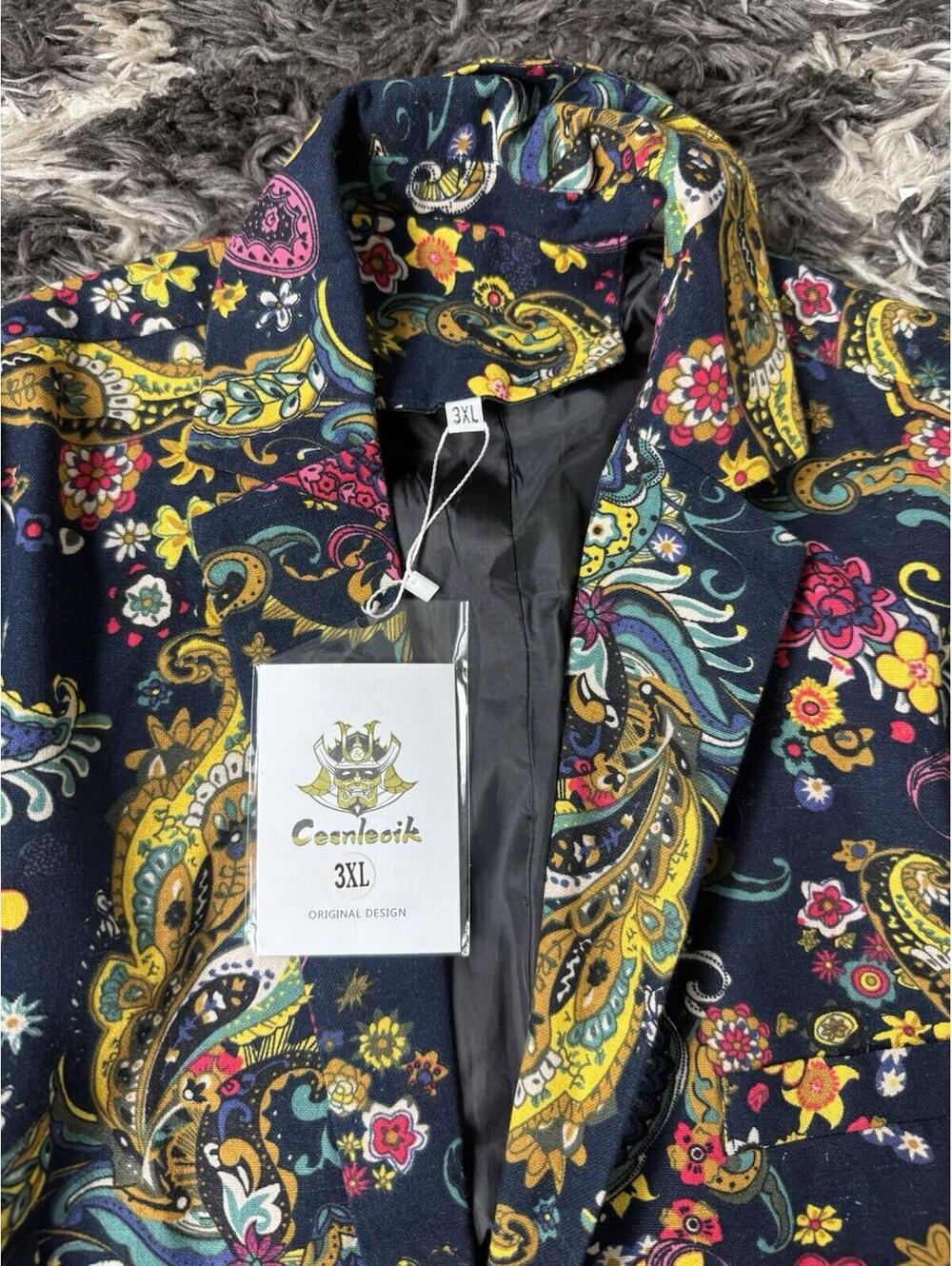 Cesnleoik Blazer Men's 3XL Paisley/Floral Sport Jacket/Shirt Slim Fit NWT - Picture 3 of 11